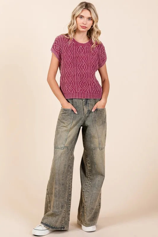 Washed Wide Leg Jeans -