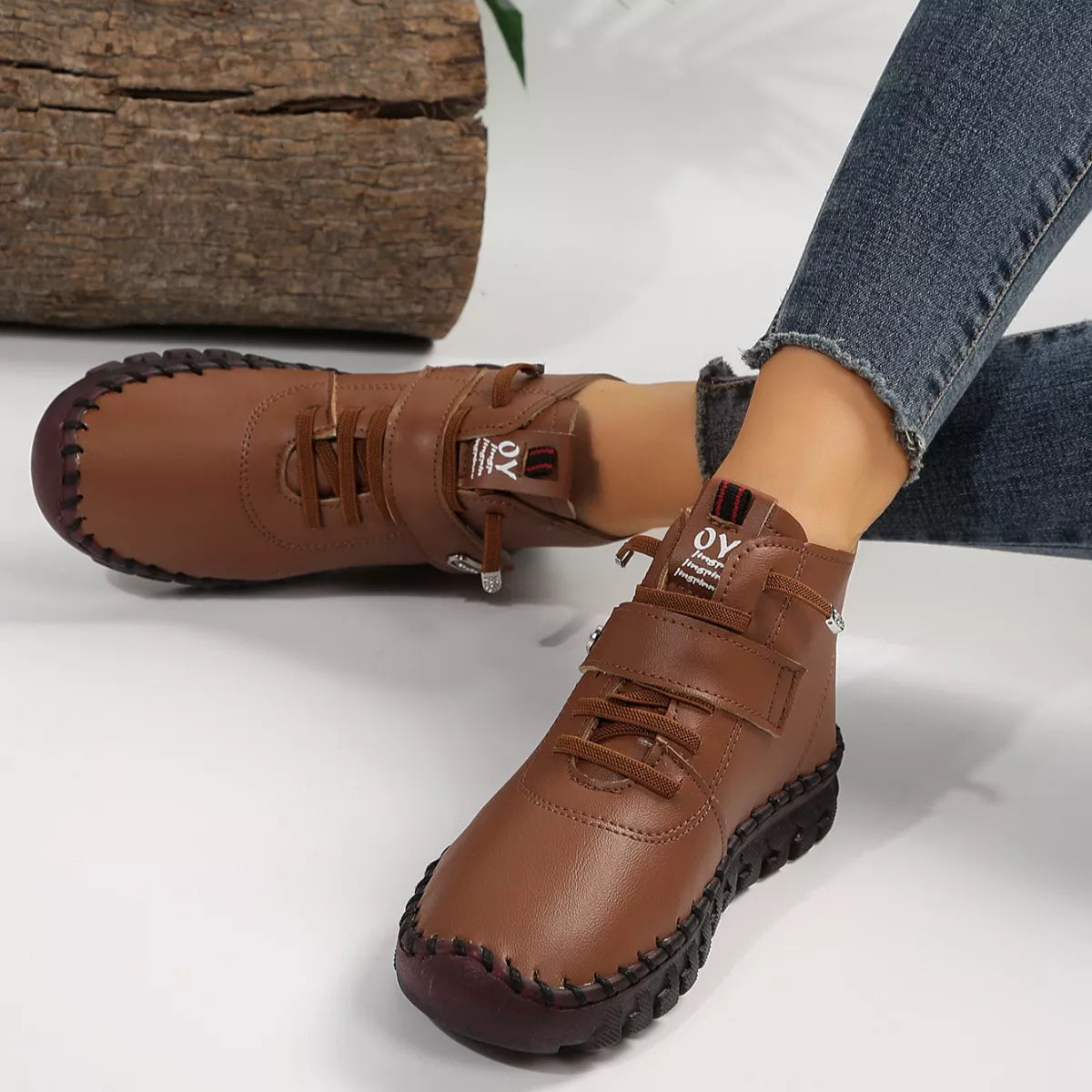 Lace Up Platform Ankle Boots -