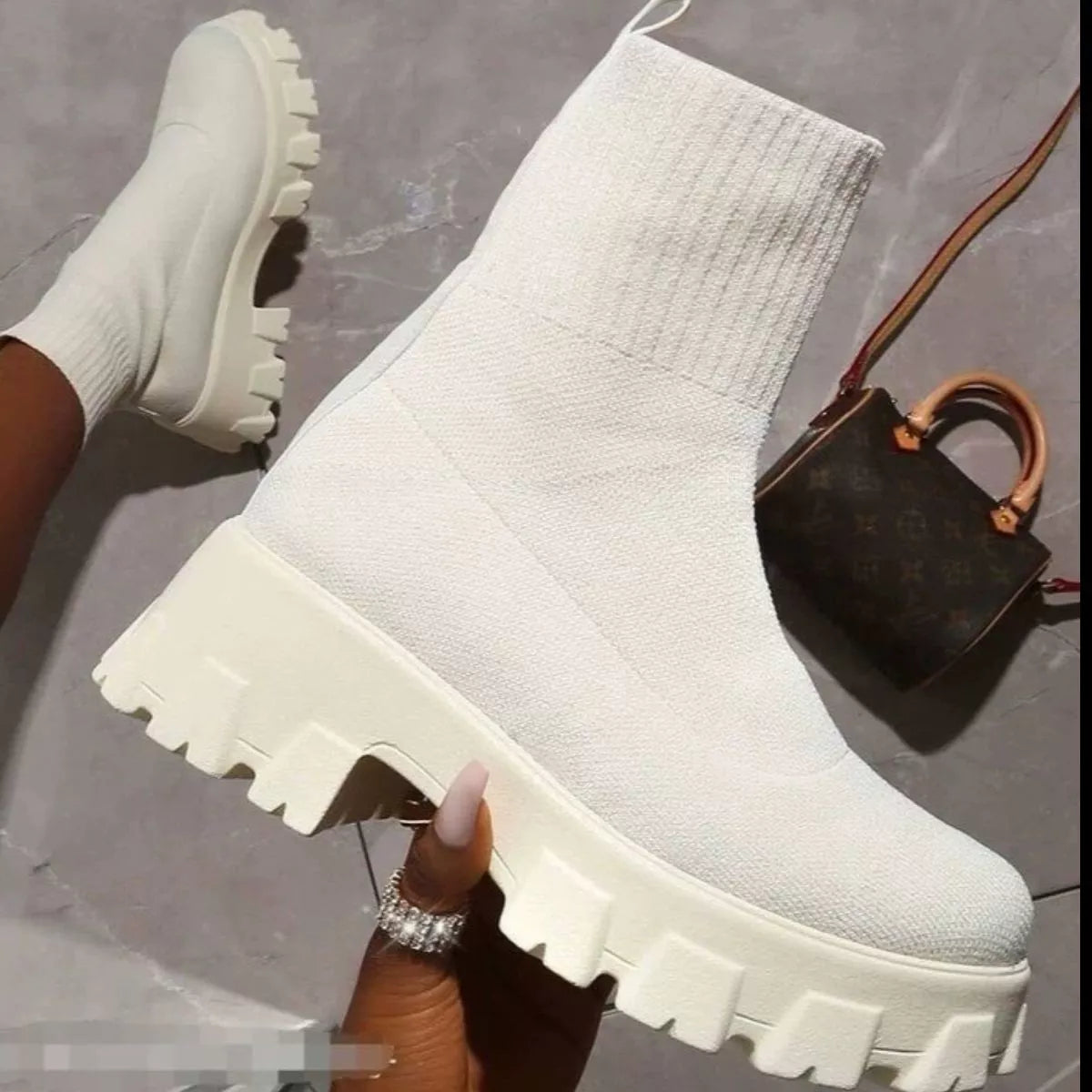 Round Toe Block Heels Boots -