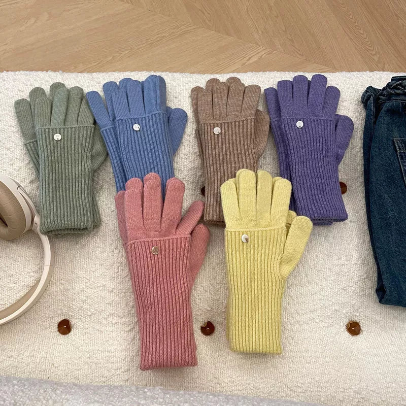 Ribbed Knit Touchscreen Gloves -