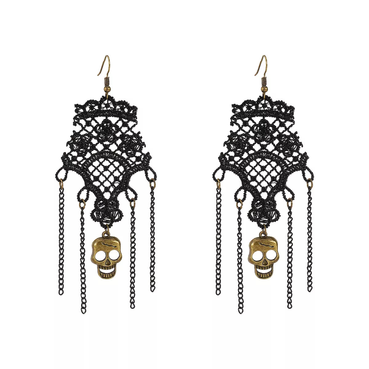 Lace Skull Necklace and Earrings Jewelry Set -