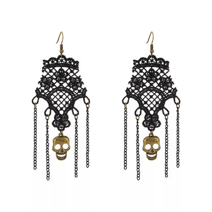 Lace Skull Necklace and Earrings Jewelry Set -