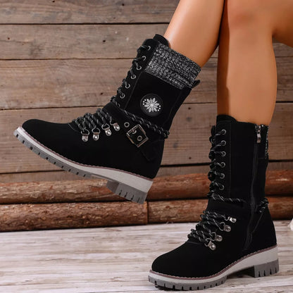 Lace-Up Ankle Combat Boots -