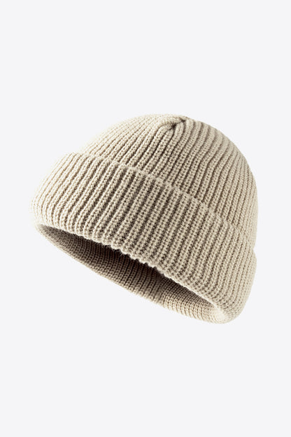 Calling For Winter Rib-Knit Beanie - Beige One Size