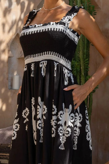Printed Square Neck Cami Dress -