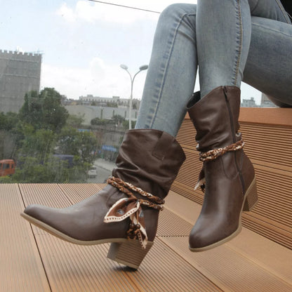 Braided Detail Western Boots -