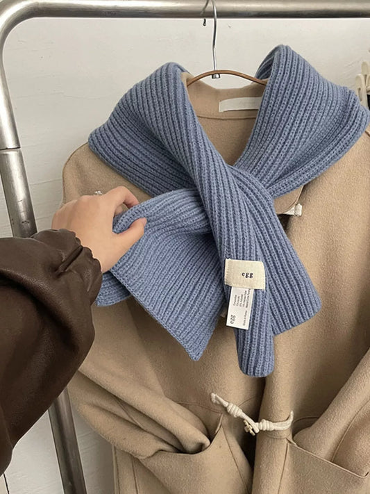 Knitted Ribbed Scarf - Haze Blue One Size