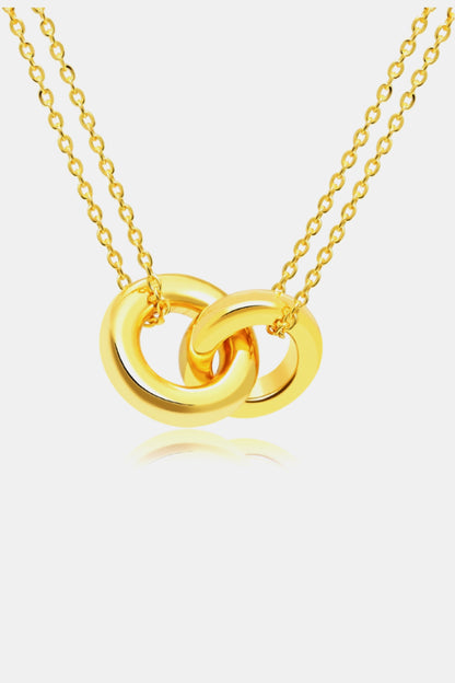 Linked Ring Pendant Chain Necklace - Gold One Size
