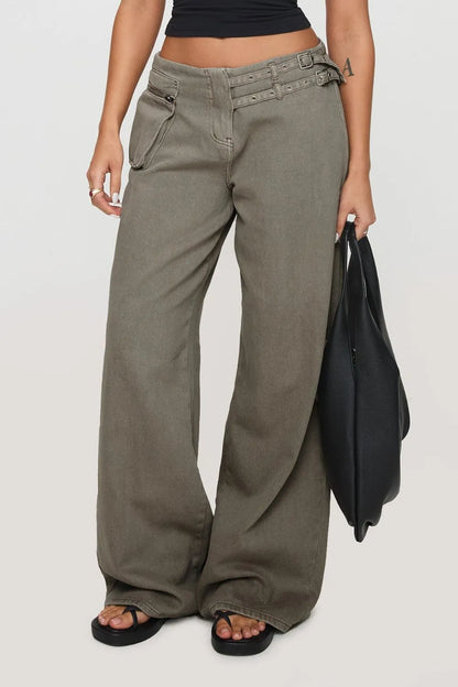 Wide Leg Jeans - Dark Gray