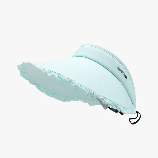 Frill Adjustable Ice Silk Sun Hat - Light Blue One Size