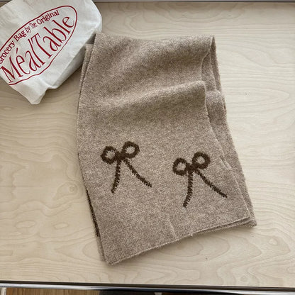 Bow Winter Scarf - Khaki One Size
