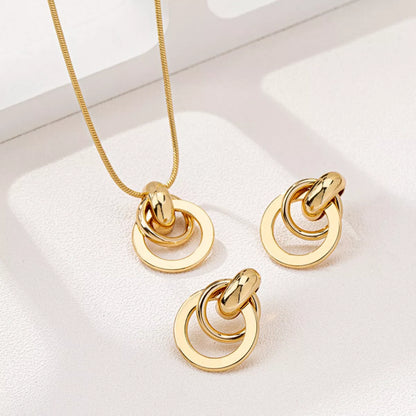 Gold-Plated Earrings and Pendant Necklace Jewelry Set -