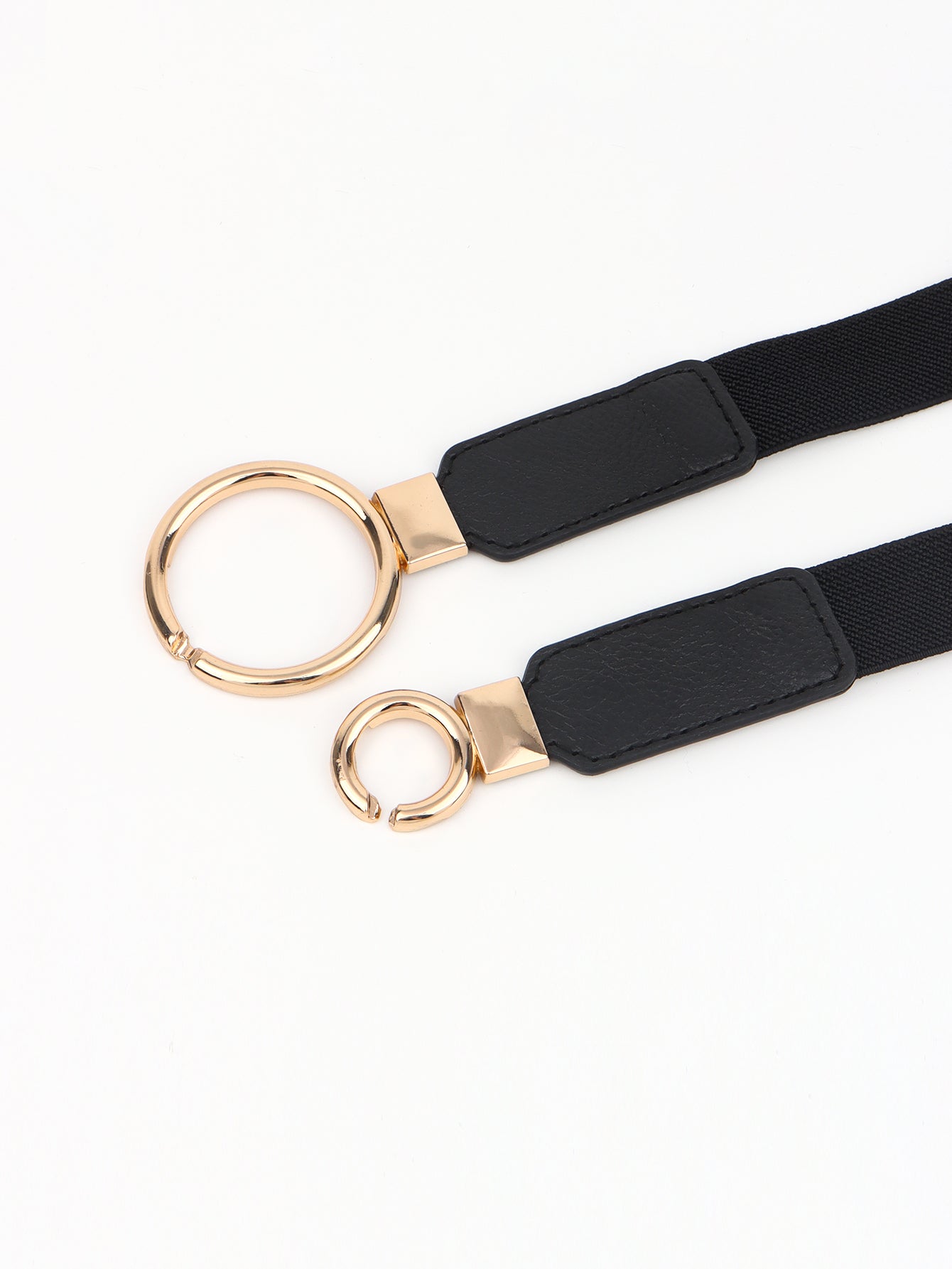 Double Ring Buckle Elastic PU Belt -