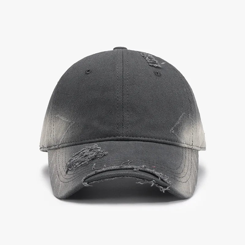 Distressed Adjustable Cotton Hat - Dark Gray One Size