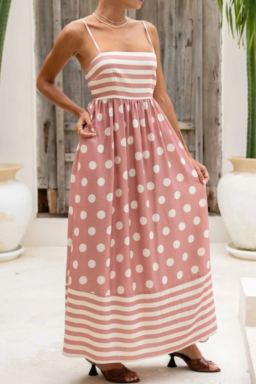 Polka Dot Square Neck Cami Dress -