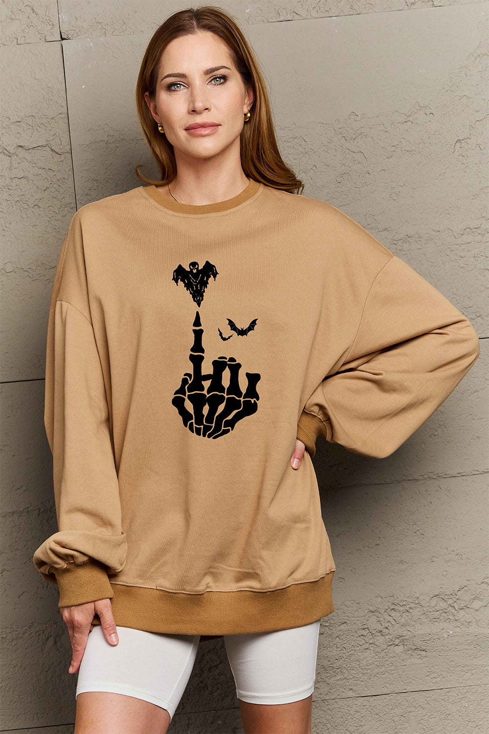 Halloween Element Graphic Sweatshirt - Khaki