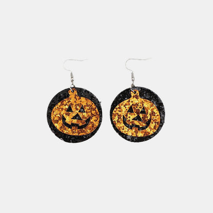 PU Leather Pumpkin Earrings - Tangerine One Size