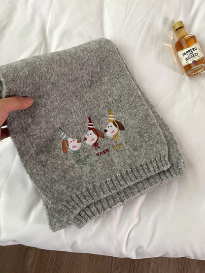 Embroidered Dog Plush Scarf -