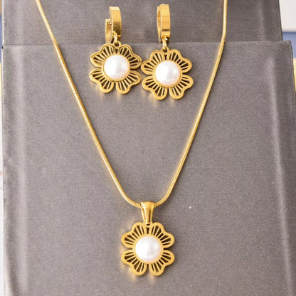 Gold-Plated Flower Jewelry Set -