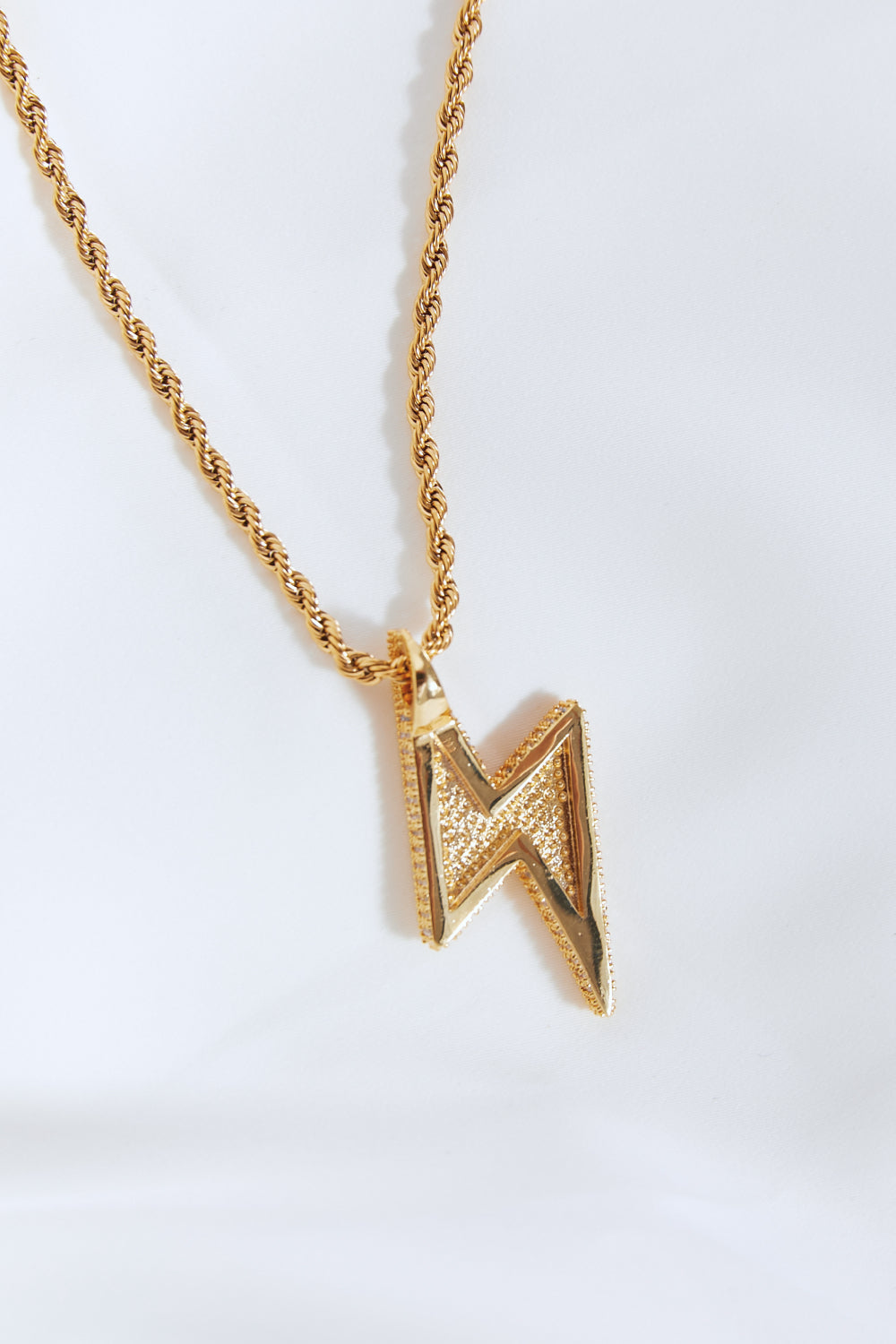 Brass Lightning Pendant Necklace -