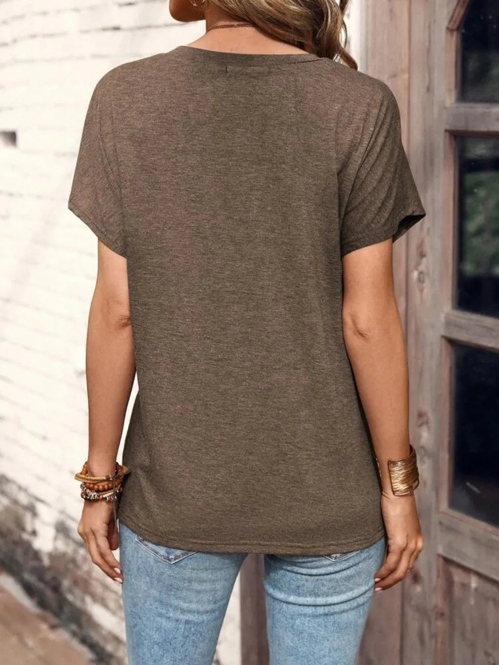 Half Button Short Sleeve Top -