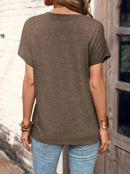 Half Button Short Sleeve Top -