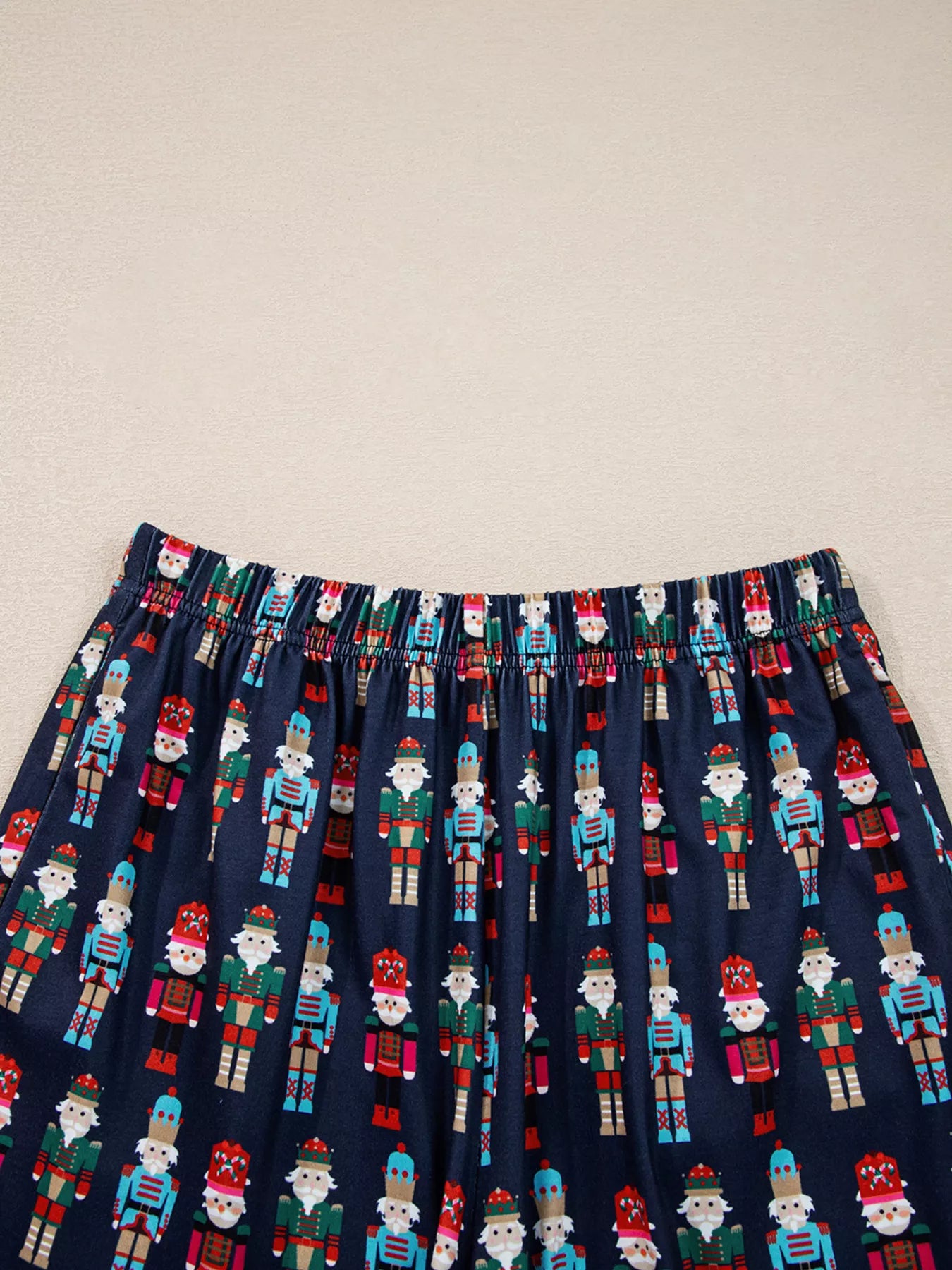 Mama Claus Plaid Letter Tee and Nutcracker Shorts Lounge Set -