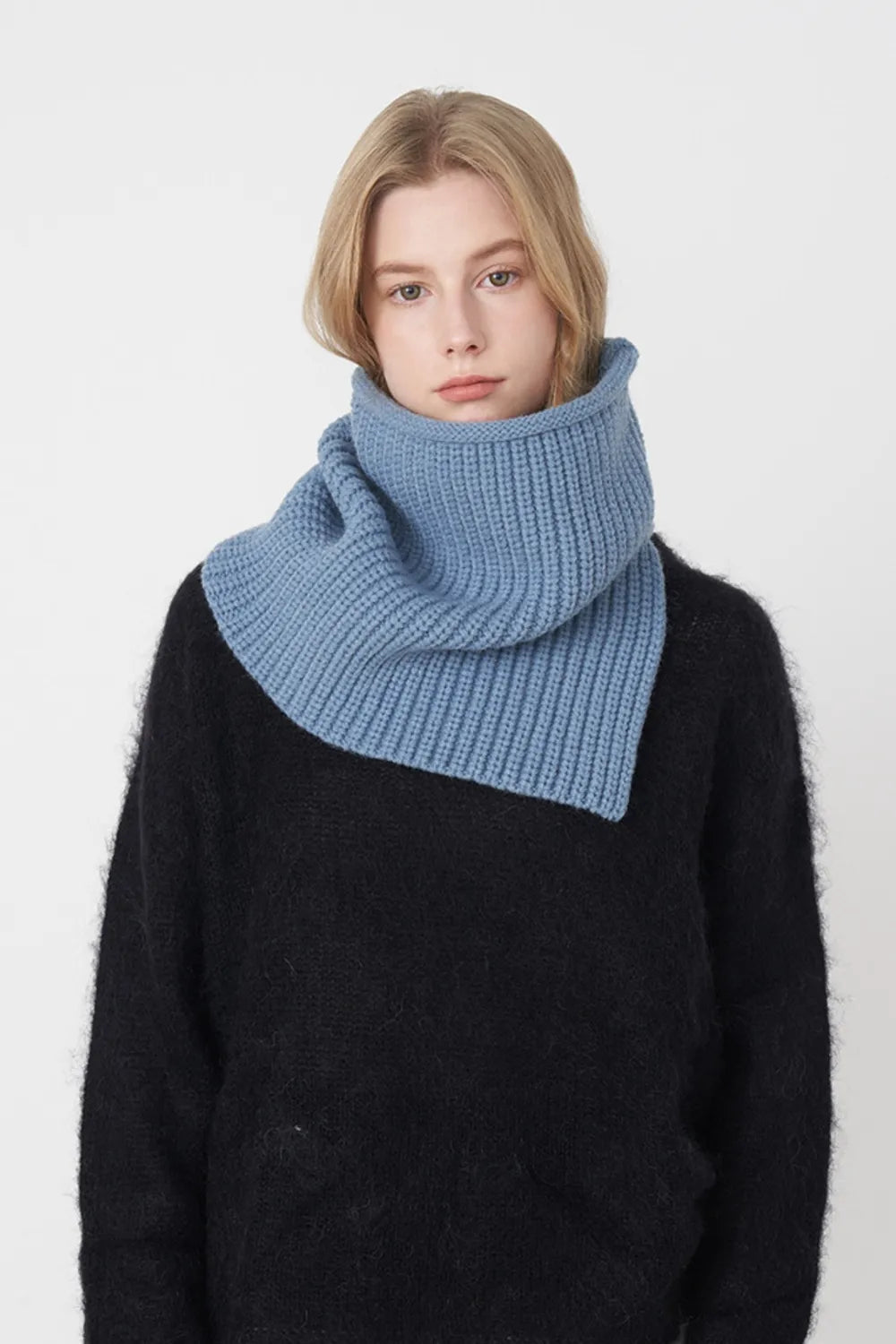 Slit Pullover Knit Scarf -