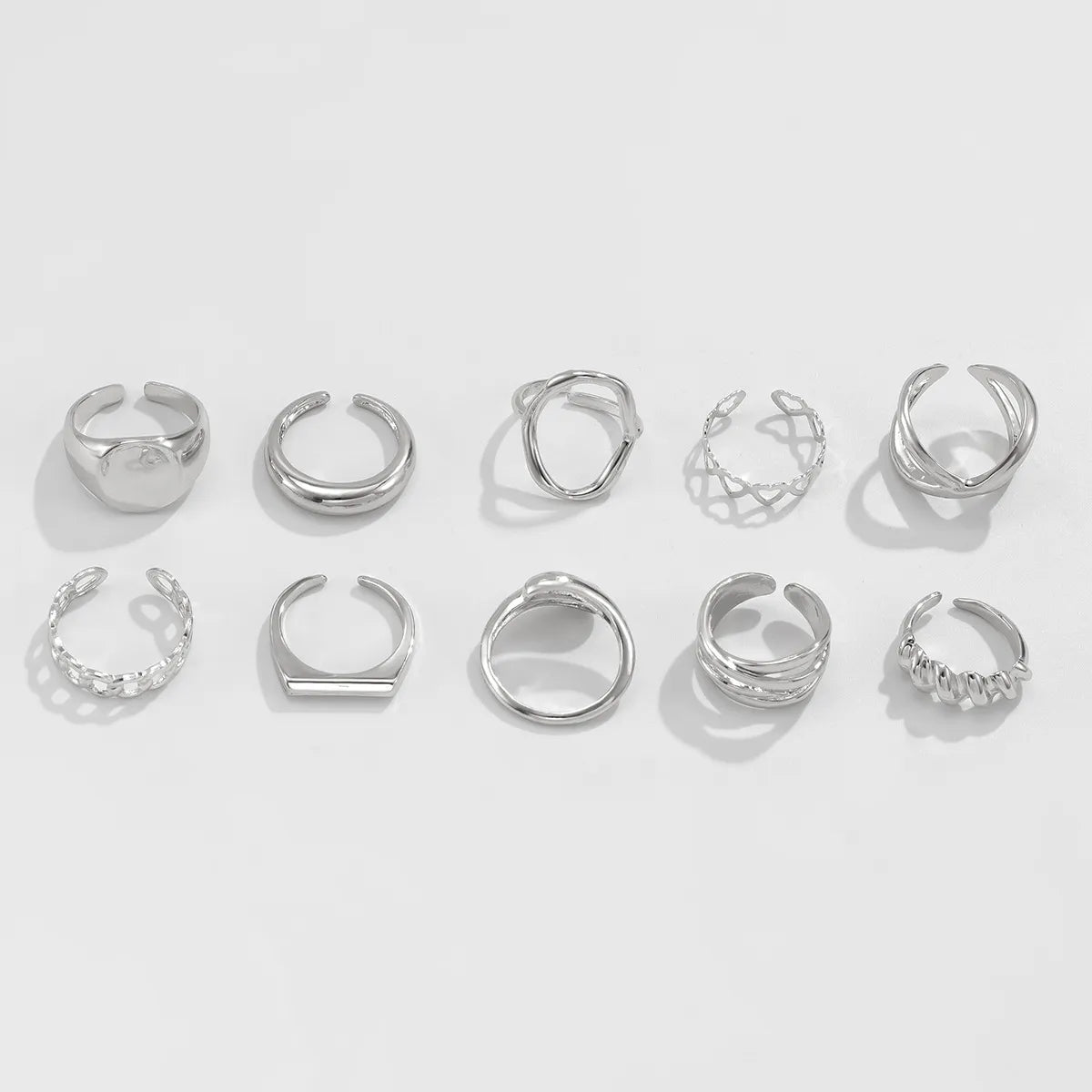 10-Piece Alloy Geometric Ring -