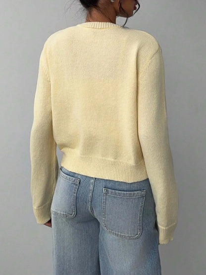 Button-Up Long Sleeve Knit Cardigan -