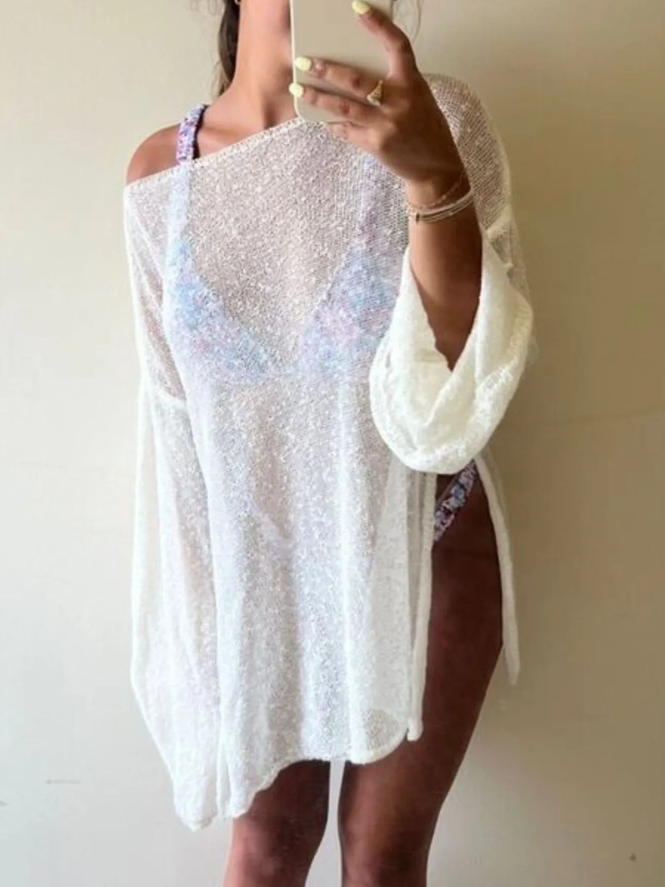 Side Slit Bell Sleeves Cover-Up -