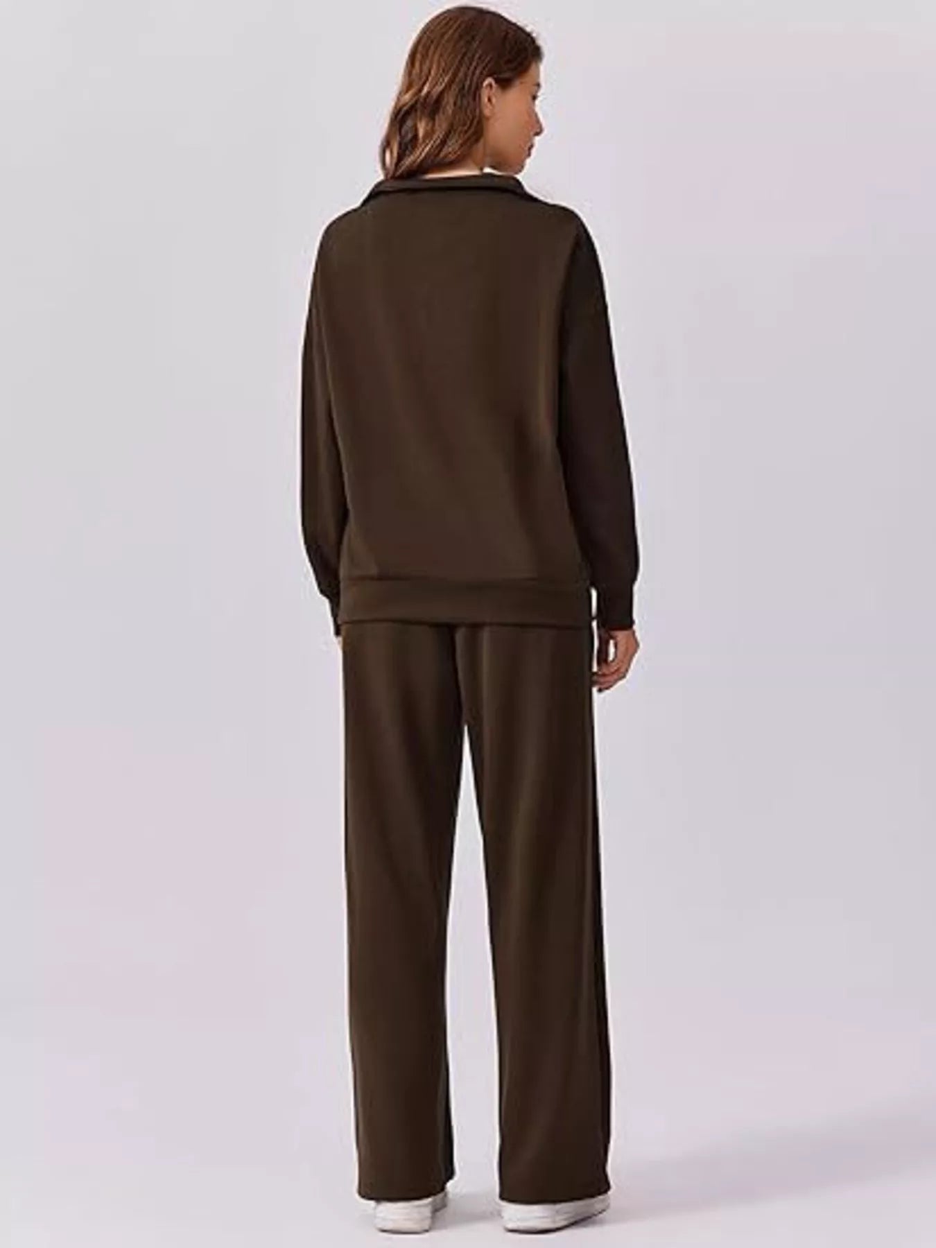 Relaxed Fit Quarter-Zip Top and Pants Set -