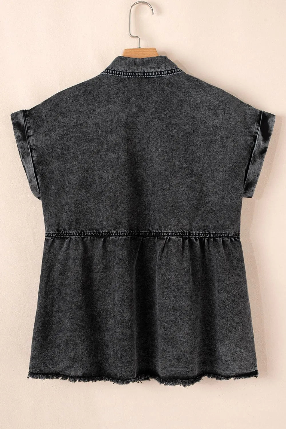 Flap Pocket Button Up Denim Shirt -