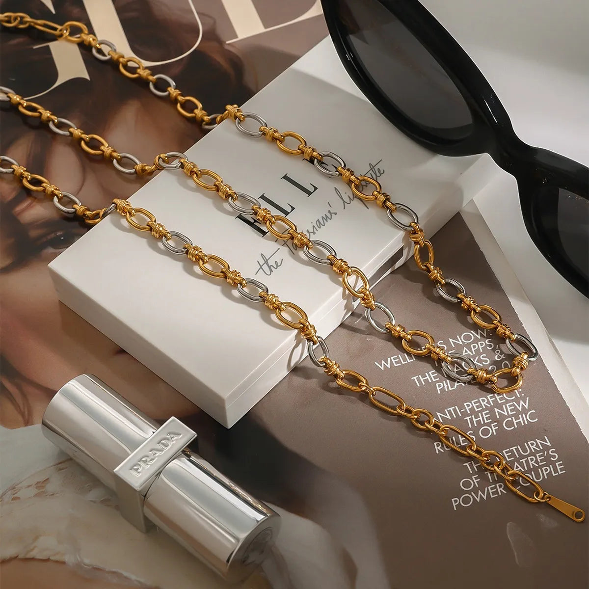 Two-Tone Chain Link Jewelry Set -