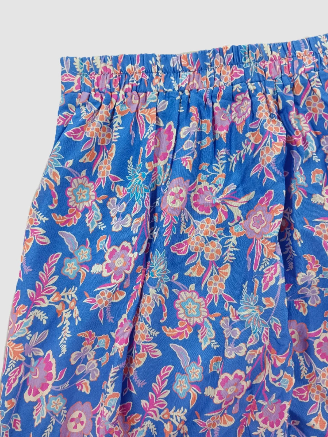 Smocked Off-Shoulder Printed Top and Skirt Set - Blue Purple