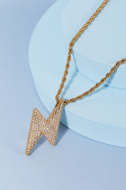 Brass Lightning Pendant Necklace -