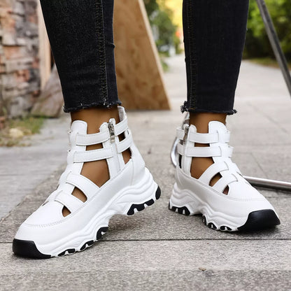 Cutout Platform Sneakers - White