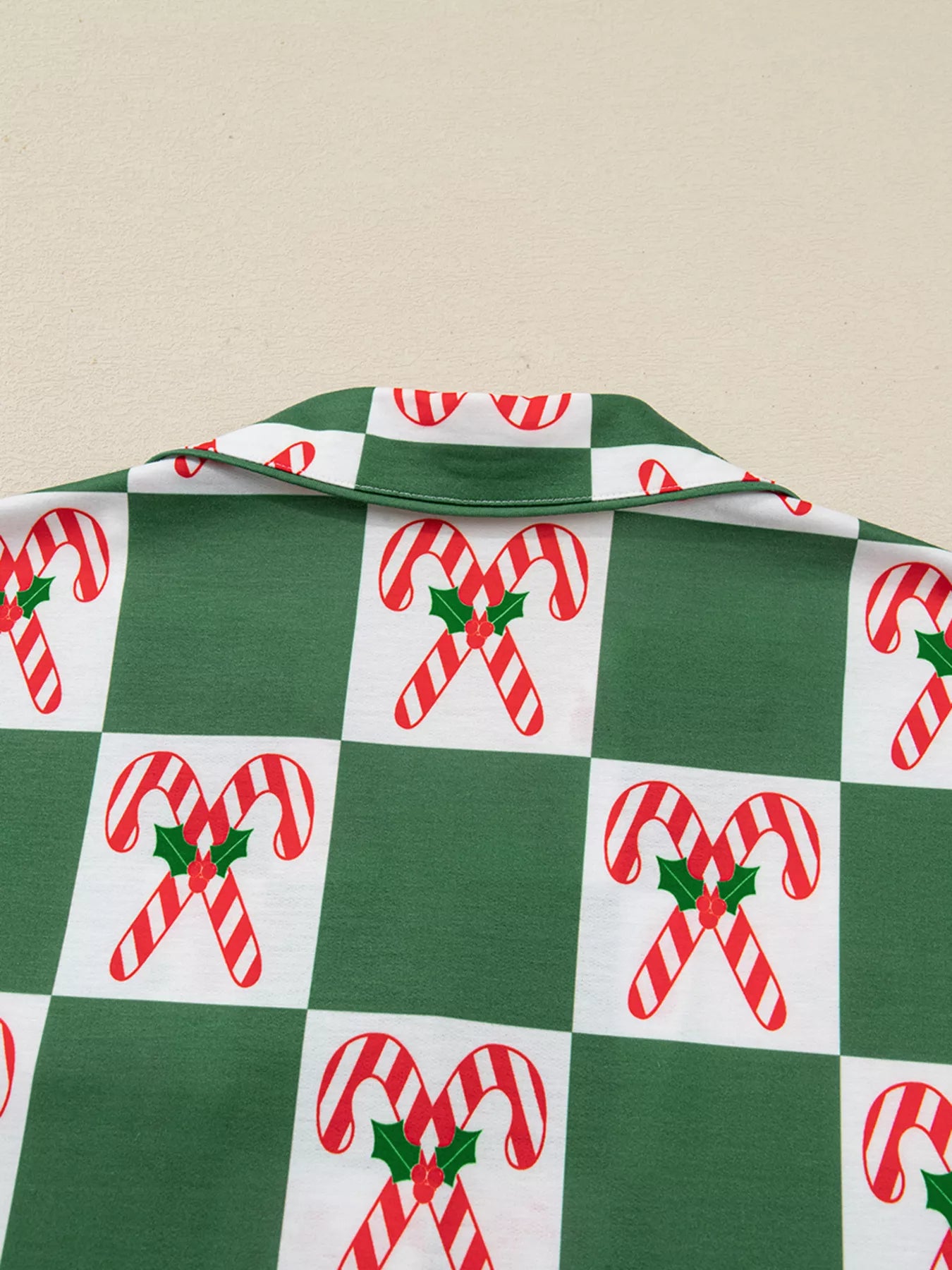 Candy Cane Checkered Pattern Pajama Set -