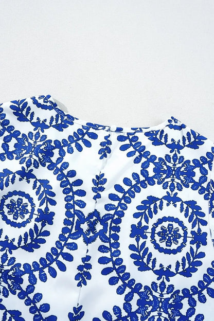Printed Crew Neck Sleeveless Top -