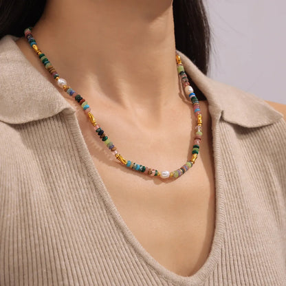 Bohemian Natural Stone Pearl Beaded Jewelry Set -