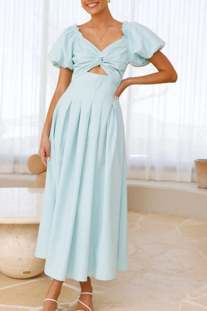 Sweetheart Neck Puff Sleeve Dress -