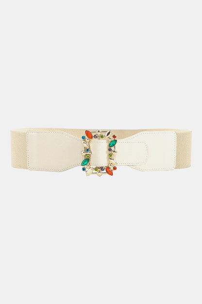 Multicolored Leaf Buckle Elastic Belt -