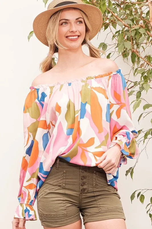 Abstract Print Long Sleeve Top -