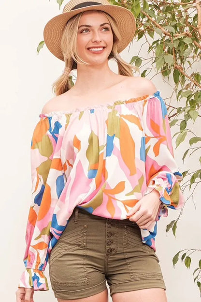 Abstract Print Long Sleeve Top -