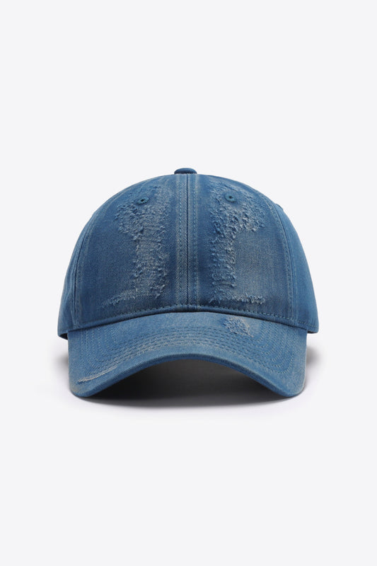 Distressed Adjustable Baseball Cap - Navy One Size