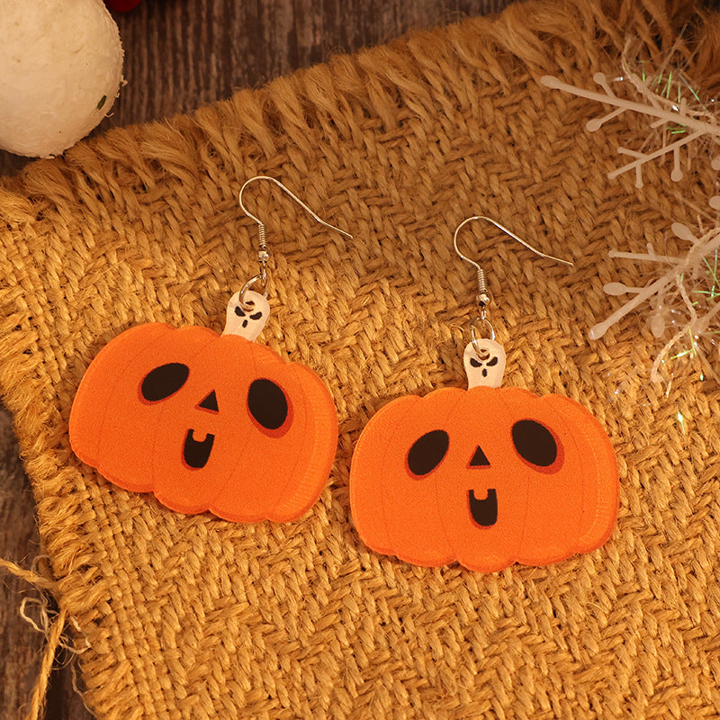 Acrylic Alloy Pumpkin Shape Earrings - Tangerine One Size