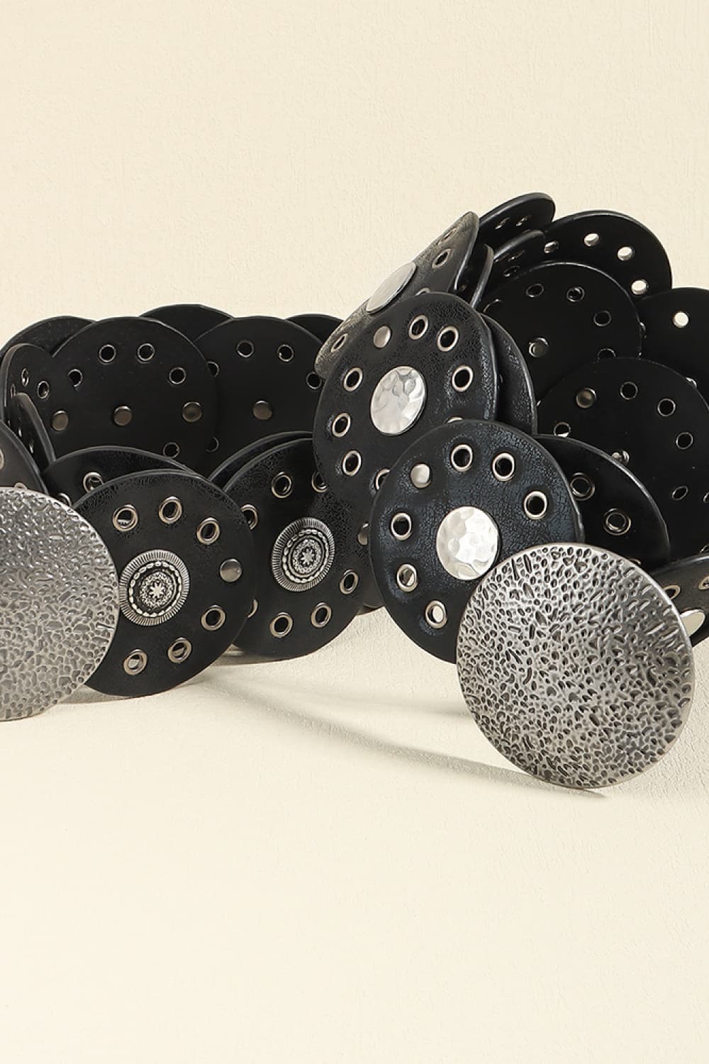 Round Shape PU Leather Belt -