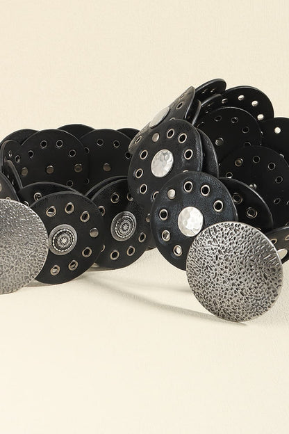 Round Shape PU Leather Belt -