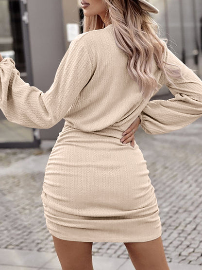 Round Neck Long Sleeve Mini Dress | AdoreStarr