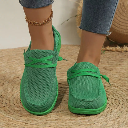 Round Toe Slip-Ons - Green